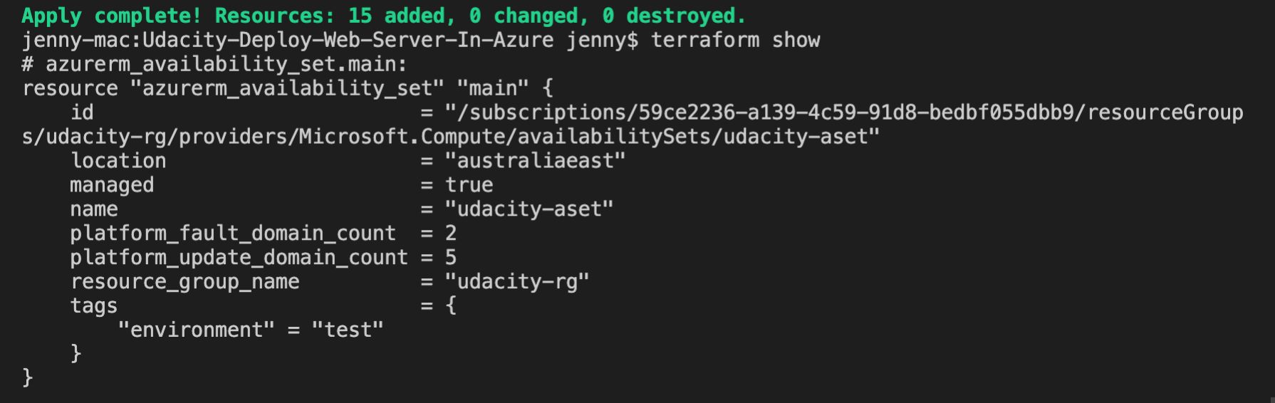 terraform output